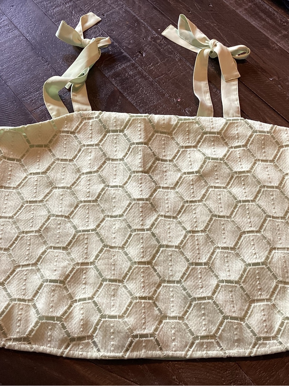 Women’s light mint green Hexagon Lace Tank Top with Tie Straps